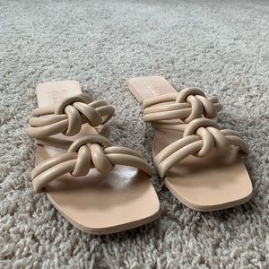 ZARA nude chunky knot slide sandals Sz 40 (9)